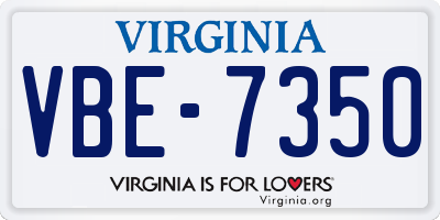 VA license plate VBE7350