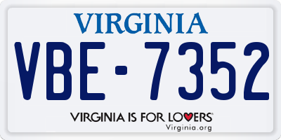 VA license plate VBE7352