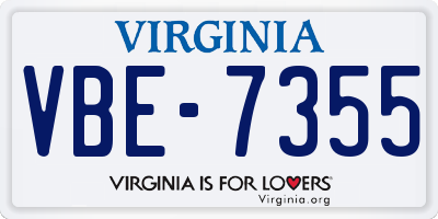VA license plate VBE7355
