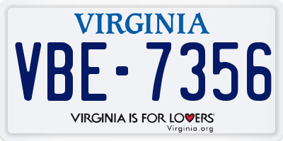 VA license plate VBE7356