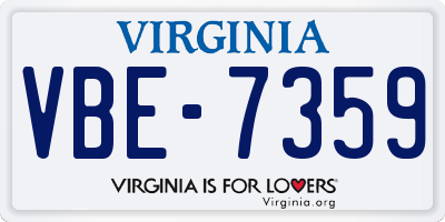 VA license plate VBE7359