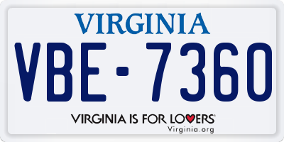 VA license plate VBE7360