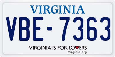 VA license plate VBE7363