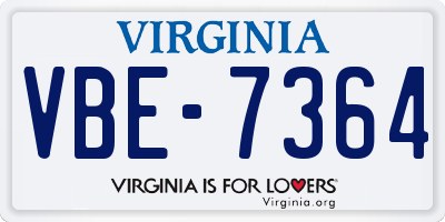VA license plate VBE7364
