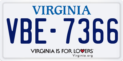 VA license plate VBE7366