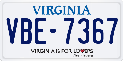 VA license plate VBE7367