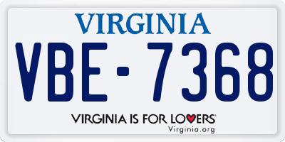 VA license plate VBE7368