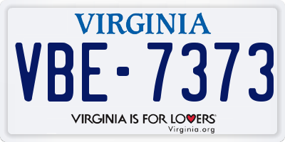 VA license plate VBE7373