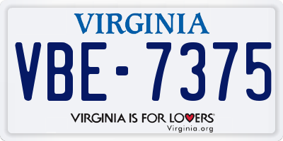 VA license plate VBE7375