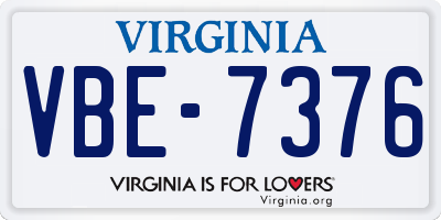 VA license plate VBE7376