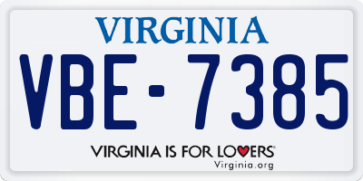 VA license plate VBE7385