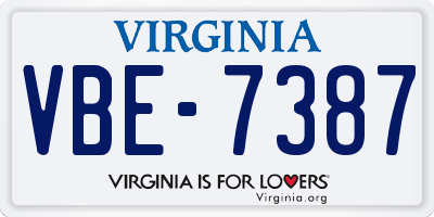 VA license plate VBE7387