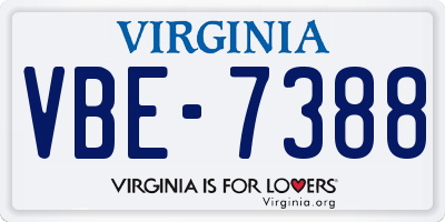 VA license plate VBE7388