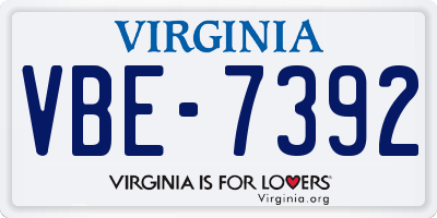 VA license plate VBE7392