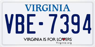 VA license plate VBE7394