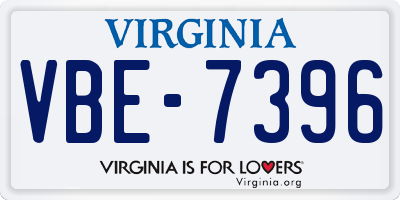VA license plate VBE7396