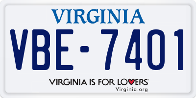 VA license plate VBE7401