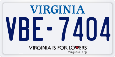 VA license plate VBE7404