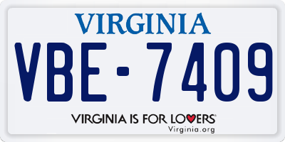 VA license plate VBE7409