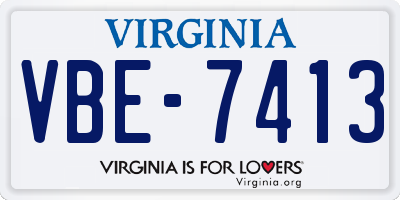 VA license plate VBE7413