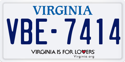 VA license plate VBE7414