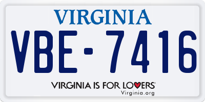 VA license plate VBE7416
