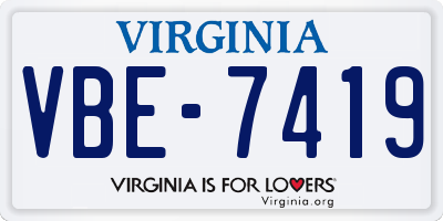 VA license plate VBE7419