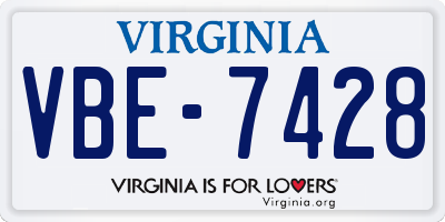 VA license plate VBE7428