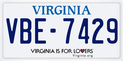VA license plate VBE7429