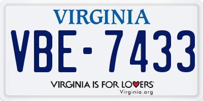 VA license plate VBE7433