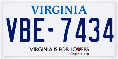 VA license plate VBE7434
