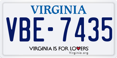 VA license plate VBE7435