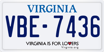 VA license plate VBE7436