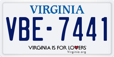 VA license plate VBE7441