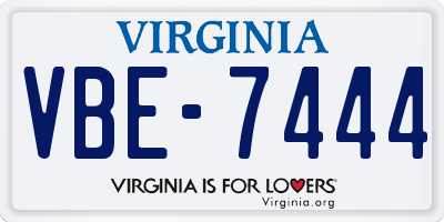 VA license plate VBE7444