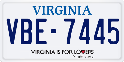 VA license plate VBE7445