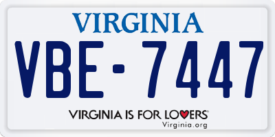 VA license plate VBE7447
