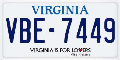 VA license plate VBE7449