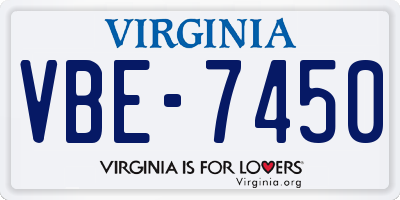 VA license plate VBE7450