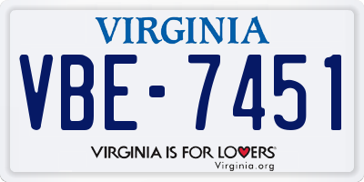 VA license plate VBE7451