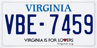 VA license plate VBE7459