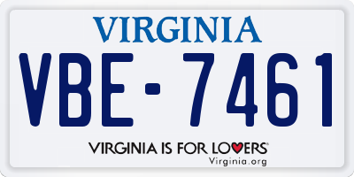 VA license plate VBE7461