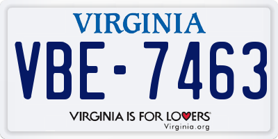 VA license plate VBE7463