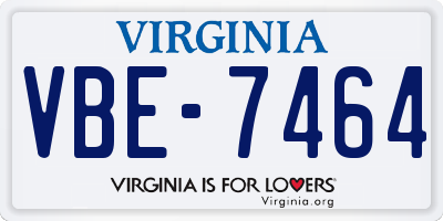 VA license plate VBE7464