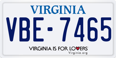 VA license plate VBE7465