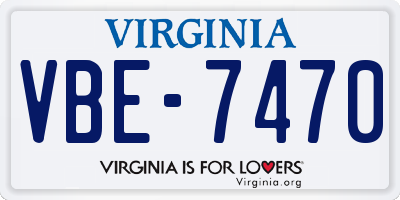 VA license plate VBE7470