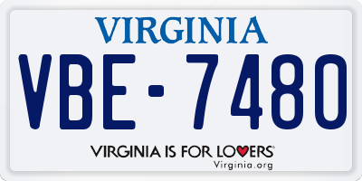 VA license plate VBE7480