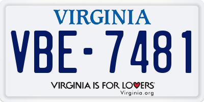 VA license plate VBE7481