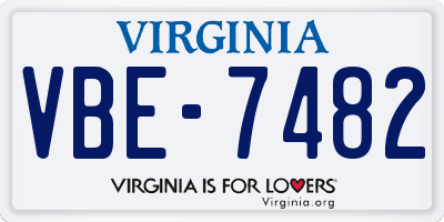 VA license plate VBE7482