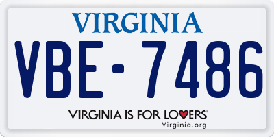 VA license plate VBE7486